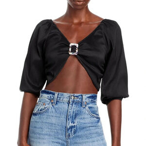 NWT Hosbjerg Crop Top Back Tie Shirt Size L